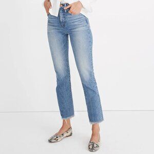 Madewell The Perfect Vintage Jean in Ainsworth Wash High Rise Skinny Raw Hem